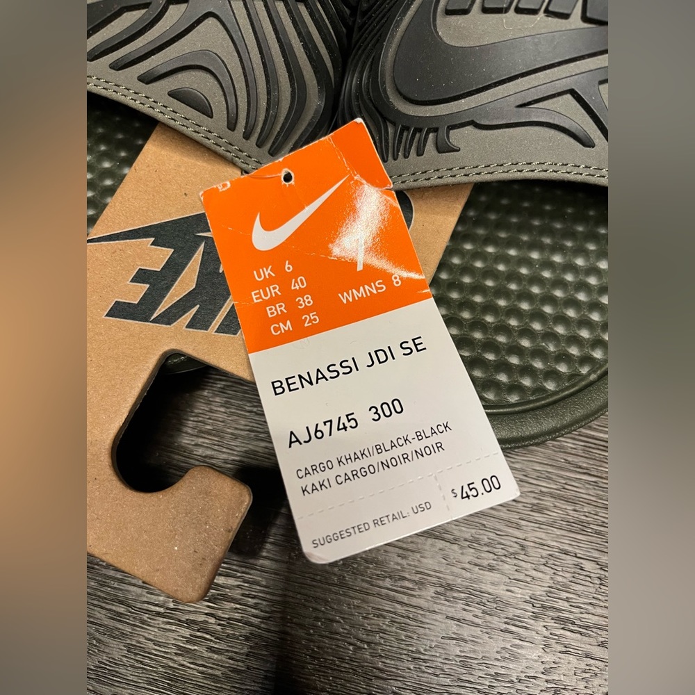 Rare Nike Benassi JDI Slides 'Cargo Khaki' - Picture 3 of 4